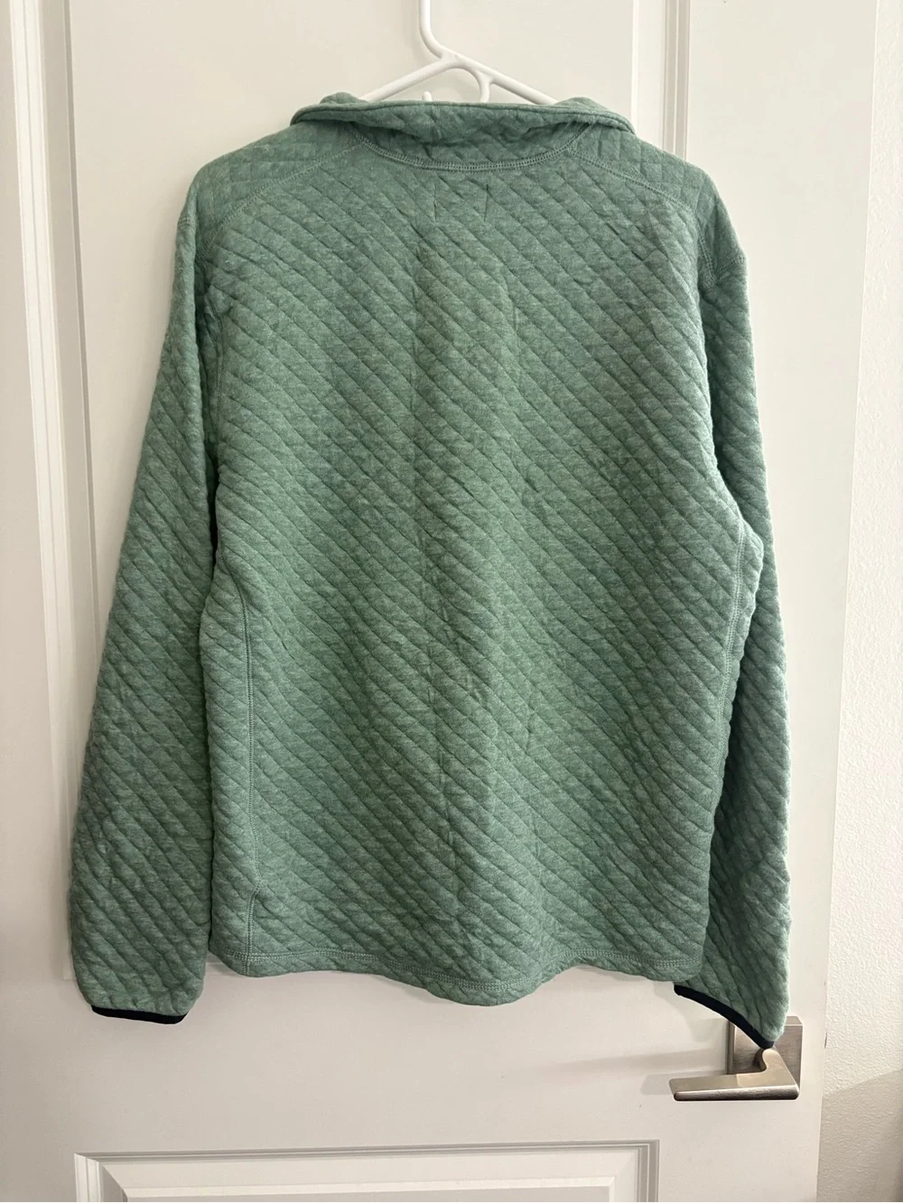 J. Crew Men's Quilted Zip Pullover in Sage Green with Yellow Trim BRAND NEW